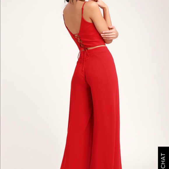 two piece red jumpsuit